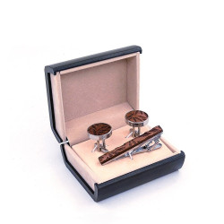 Set manžetové knoflíčky a kravatová spona lístky