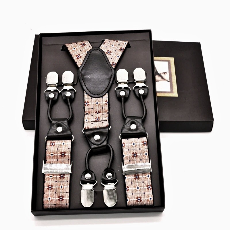 Pánské kšandy hnědé květiny