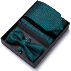 Set Kravata Simon | Motýlek | Manžetové knoflíčky | Kapesníček Smaragdová