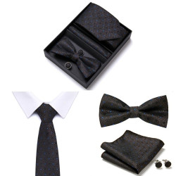 Set Kai Kravata | Motýlek | Manžetové knoflíčky | Kapesníček černá