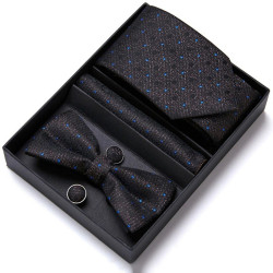 Set Kravata Kai | Motýlek | Manžetové knoflíčky | Kapesníček černá