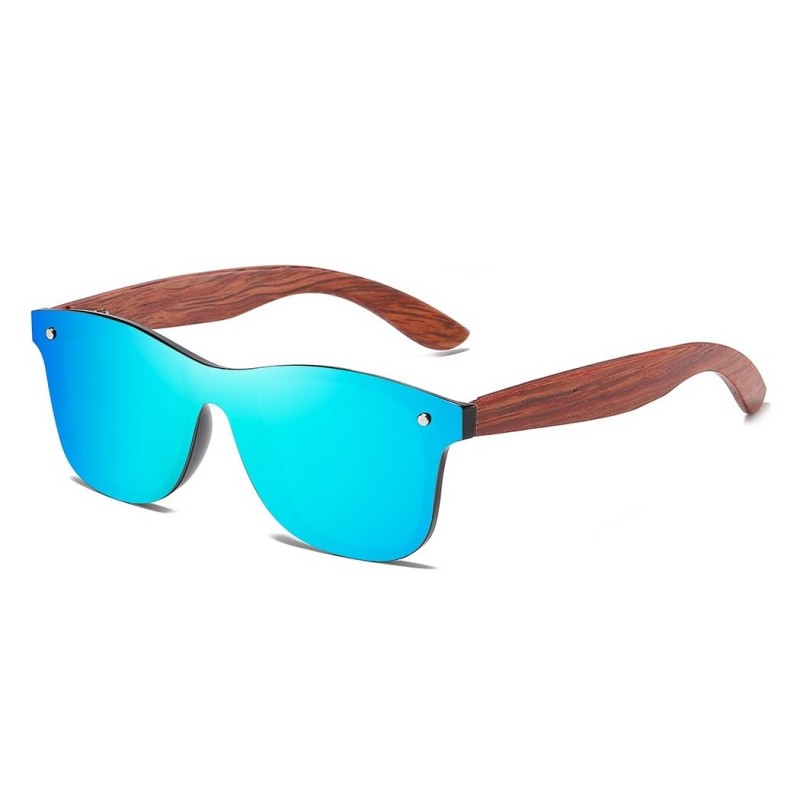Luxusní dřevěné sluneční brýle - modré