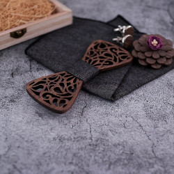 SET Dřevěný motýlek George Tmavě Šedý