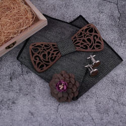 SET Dřevěný motýlek George Tmavě Šedý