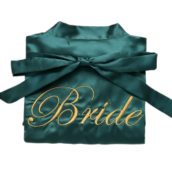 Saténový dámský župan pro nevěstu smaragd - Bride