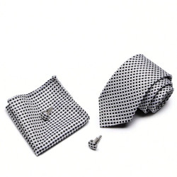 Kravata Černobílá Whitney| Manžetové knoflíčky | Kapesníček