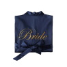 Saténový dámský župan pro nevěstu tmavě modrý - Bride