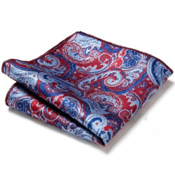 Luxusní Kravata Modročervená Raul | Manžetové knoflíčky | Kapesníček