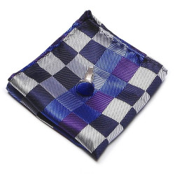 Kravata Bílomodrá Blues| Manžetové knoflíčky | Kapesníček