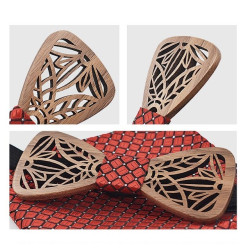 SET Dřevěný vyřezávaný motýlek Klasik Červený