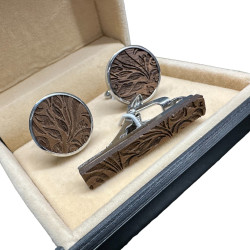 Set manžetové knoflíčky a kravatová spona Woodie