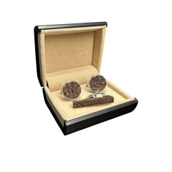 Set manžetové knoflíčky a kravatová spona Woodie