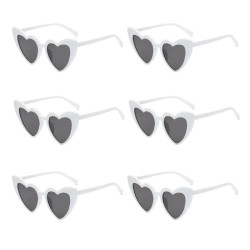 SET Bílé svatební brýle srdce 6 ks