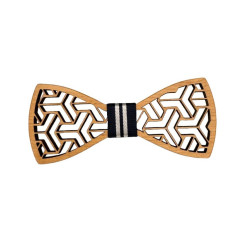 SET Dřevěný vyřezávaný motýlek Stripe tmavě modrý