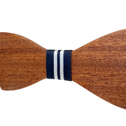 Dřevěný motýlek Stripe tmavě modrý