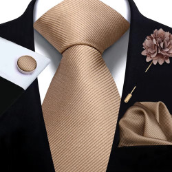 Kravata Camel | Manžetové knoflíčky | Spona | Kapesníček