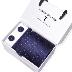 Kravata Modrá Bono | Manžetové knoflíčky | Kapesníček