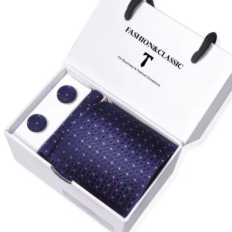 Kravata Modrá Bono | Manžetové knoflíčky | Kapesníček