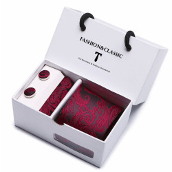 Vínová Kravata | Manžetové knoflíčky | Kapesníček