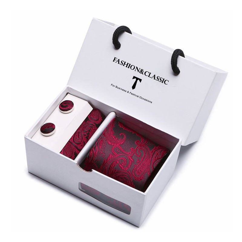Vínová Kravata | Manžetové knoflíčky | Kapesníček