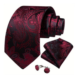 Vínová Kravata | Manžetové knoflíčky | Kapesníček