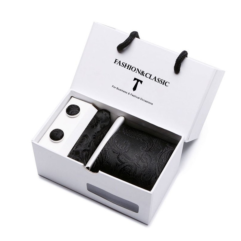 Kravata Černá Kyle | Manžetové knoflíčky | Kapesníček