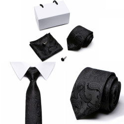 Kravata Černá Kyle | Manžetové knoflíčky | Kapesníček