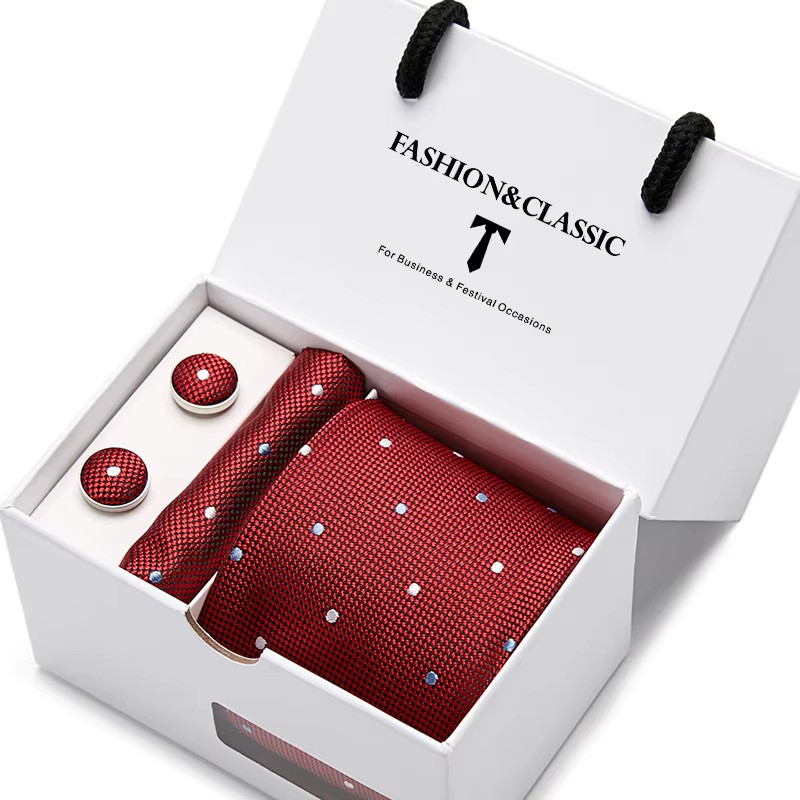 Červená Kravata Remi | Manžetové knoflíčky | Kapesníček