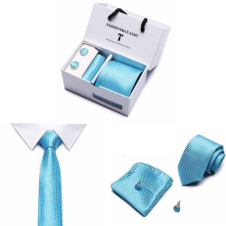 Kravata Tyrkysová Talia | Manžetové knoflíčky | Kapesníček