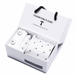 Kravata Bílá Weiss | Manžetové knoflíčky | Kapesníček