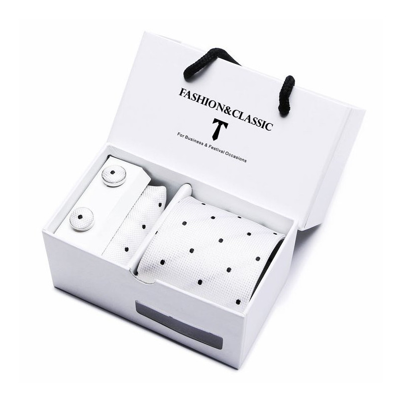 Kravata Bílá Weiss | Manžetové knoflíčky | Kapesníček