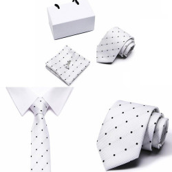 Kravata Bílá Weiss | Manžetové knoflíčky | Kapesníček