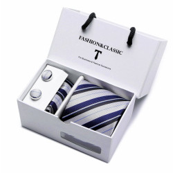 Kravata šedá Gina | Manžetové knoflíčky | Kapesníček