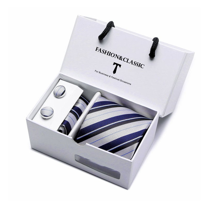 Kravata šedá Gina | Manžetové knoflíčky | Kapesníček