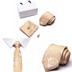 Kravata Zlatá Golden | Manžetové knoflíčky | Kapesníček