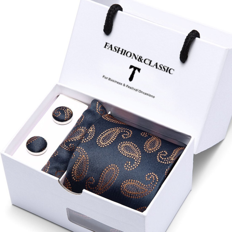 Kravata Tmavěmodrá Bruce | Manžetové knoflíčky | Kapesníček