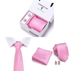 Luxusní Kravata Růžová Polly | Manžetové knoflíčky | Kapesníček