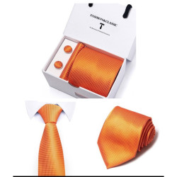 Luxusní Kravata Orange| Manžetové knoflíčky | Kapesníček