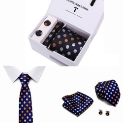 Kravata Modrá Becky | Manžetové knoflíčky | Kapesníček