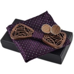 SET Dřevěný vyřezávaný motýlek Klasik Fialový