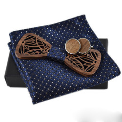 SET Dřevěný vyřezávaný motýlek Klasik Modrý