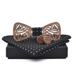 SET Dřevěný vyřezávaný motýlek Klasik Černý