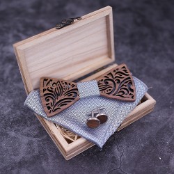 SET Dřevěný motýlek - stříbrný