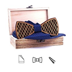 SET dřevěný vyřezávaný motýlek Classic modrý