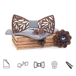 SET Dřevěný motýlek Lewis stříbrný