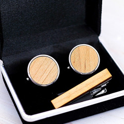 Set manžetové knoflíčky a kravatová spona - světlé dřevo II