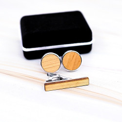 Set manžetové knoflíčky a kravatová spona - světlé dřevo II