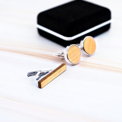 Set manžetové knoflíčky a kravatová spona - světlé dřevo II